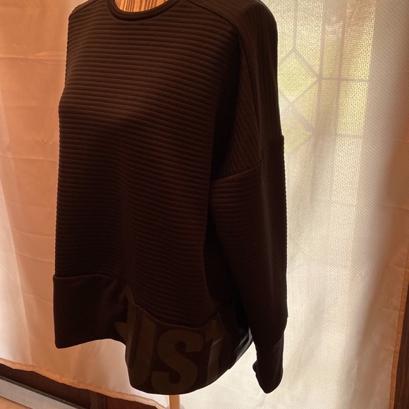 Nike Dri-Fit Black Ribbed Crew Neck Lg Pullover JUST DO IT Sweater - Picture 10 of 14